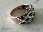 Swarovski Crystal Ring Rose Gold Vermeil  Chocolate & Clear Crystals — photo 2