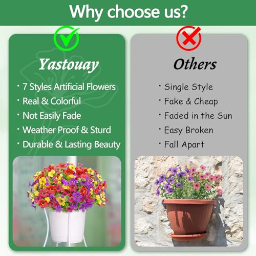 Artificial Flowers for Outdoors, 14 Bundles Artificial Flowers for Decoration - Bild 5 von 7