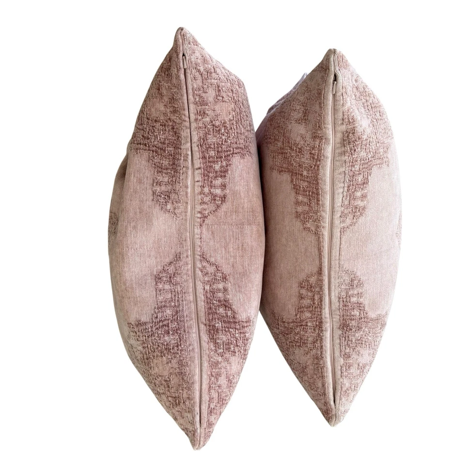 2 fundas de almohada Pottery Barn Maddie Rose malva textura chenilla 22x22 sin insertos Foto 4 de 4