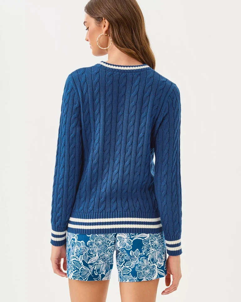 Nuevo con etiquetas Suéter Lilly Pulitzer Brockton Cuello Redondo Azul Marino Starlight, ¡Elige la Talla! NUEVO Foto 3 de 4