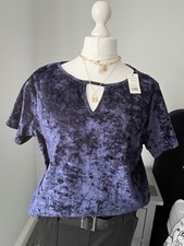 BNWT Stunning Velour GEORGE Plus Size 18 Navy Blue Evening wear Top Loungewear