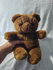 Vintage Logo Plush Stuffed Teddy Bear Toy Brown Soft With Shiny Fur 10" Cuddly