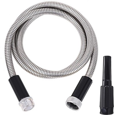 Metal Garden Hose 10 ft - Stainless Steel Water Hose with Adjustable Nozzle, ...