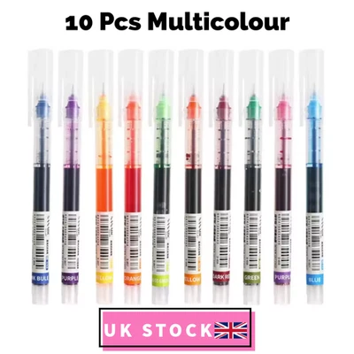 10x Multi Colour Gel Pens 0.5mm Fine Tip Smooth Writing Pen for School & Office