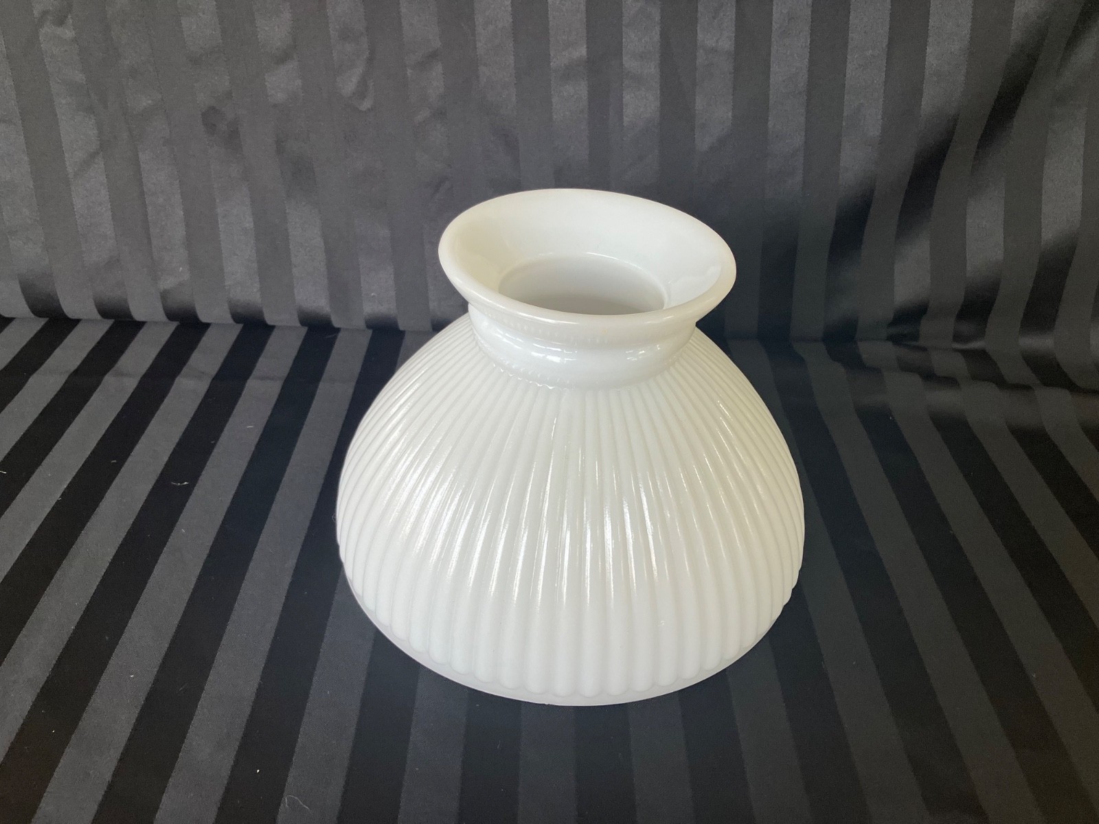 Vintage milk glass ribbed glass student lamp shade