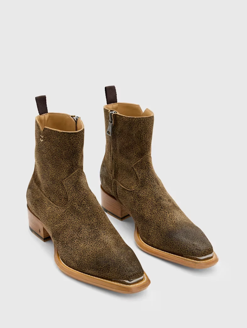 John Varvatos Suede Jodhpur Ankle Boots Men\'s Size 11 Taupe Side Zip Buckle Boot John Varvatos Zip Suede Boots for Men for Sale | Shop New  main image 2