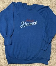 VTG 90 s Atlanta Braves Baseball Crewneck Sweatshirt Logo 7 USA XL embroidered