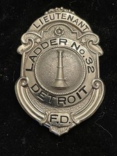 Firefighter Badge From Detroit Fire Department Ladder 32 Lieutenant