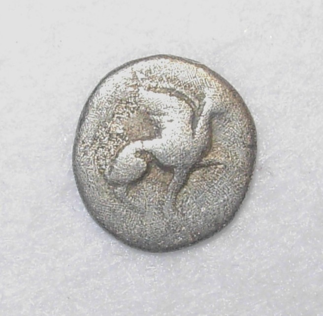 Ionia, Teos, AR Trihemiobol, 460-420 BC, Griffin / Millsail Punch, aVF