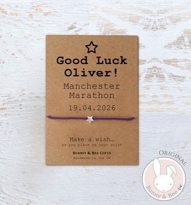Manchester Marathon Wunsch Armband Karte Geschenk Charity Rennen Laufen Team Viel Glück