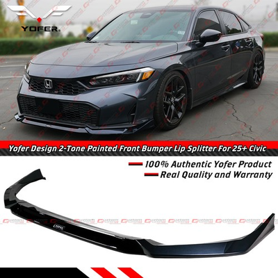 #ad For 25 26 Honda Civic Yofer Meteorite Gray Metallic Front Bumper Lip Splitter $122.99