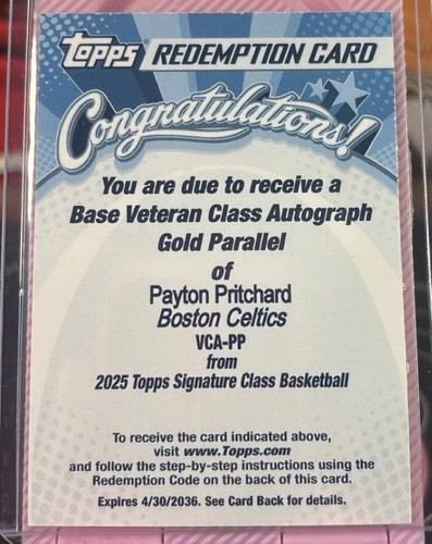 2025 Topps Signature Payton Pritchard Gold (RAW)
