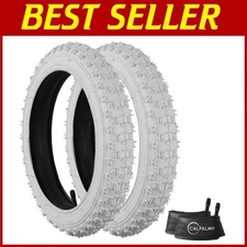 High-Quality 16" x 2.125" Kids Bike White Tires & Inner Tubes - 2 Sets