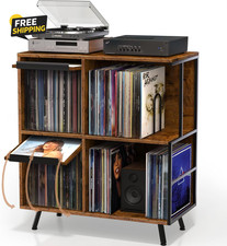 3 Tier Flip Top Record Player Stand Vinyl Record Storage Holds up to 300 Albums