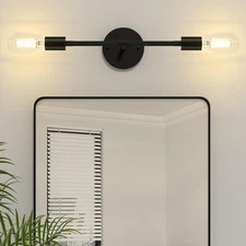 2-Light Black Bathroom Lighting Over Mirror, Modern Sconces Wall Light Fixtur...