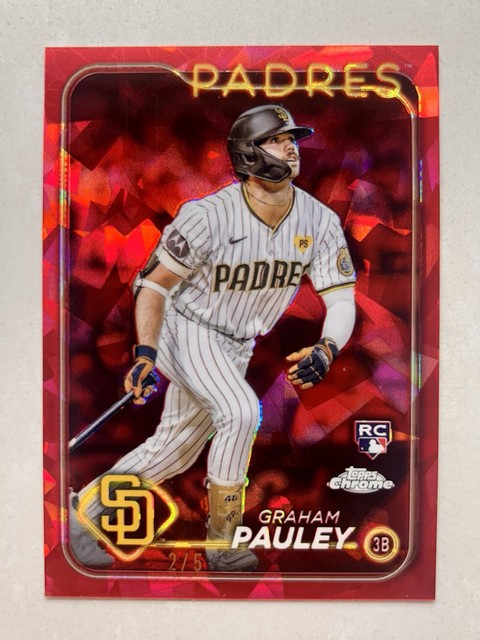 2024 Topps Chrome Sapphire Red /5 Graham Pauley Rookie SSP! #USCS84 Padres! 🔥