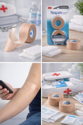 Nexcare Gentle Paper First Aid Tape Tan 1 Inch x 10 Yards   2 Rolls