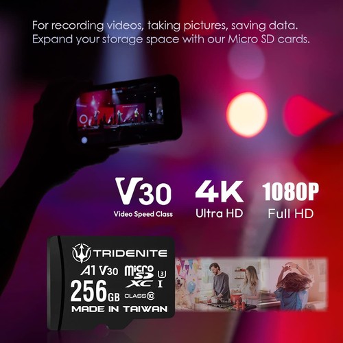 TRIDENITE microSD 256GB Micro SD Card Nintendo Switch SD Card A1 V30 UHS-I U3 C1 - 第 2/7 張圖片