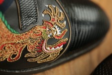 Gucci Black Lizard Leather Dragon Derby Shoes Men's UK 8 US 9 EU 42