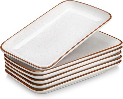 MALACASA Servierplatte Porzellan, Serviertablett 6-teiliges Set, 25 x 14 cm Weiß