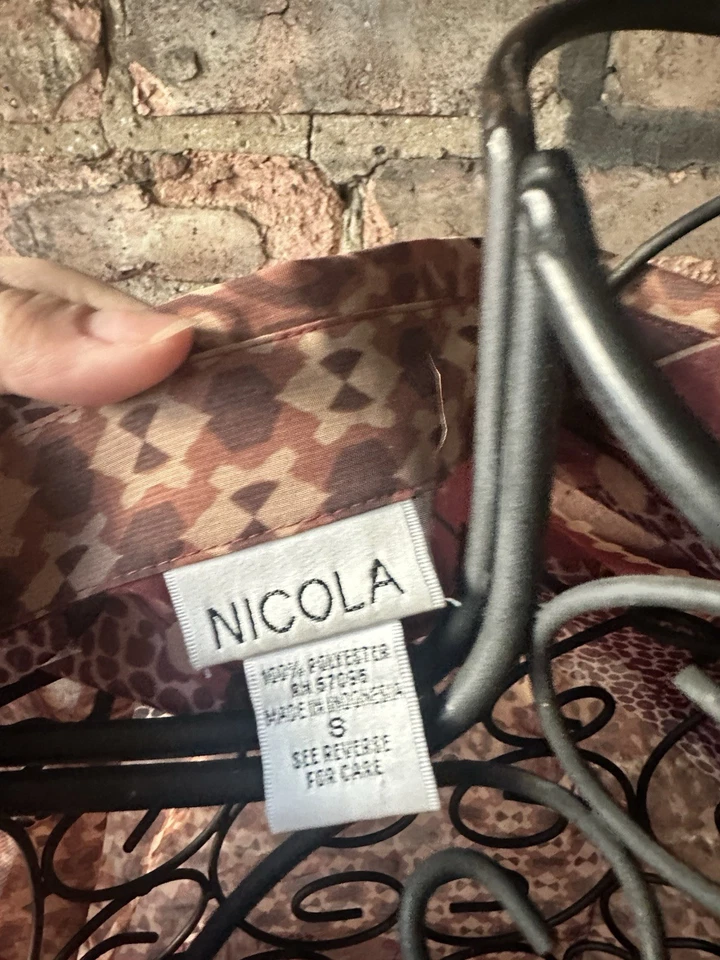 Blusa Nicola Vintage Transparente Retazos Estampado Animal Abotonada Top S Sexy Años 90 Y2K Foto 2 de 4