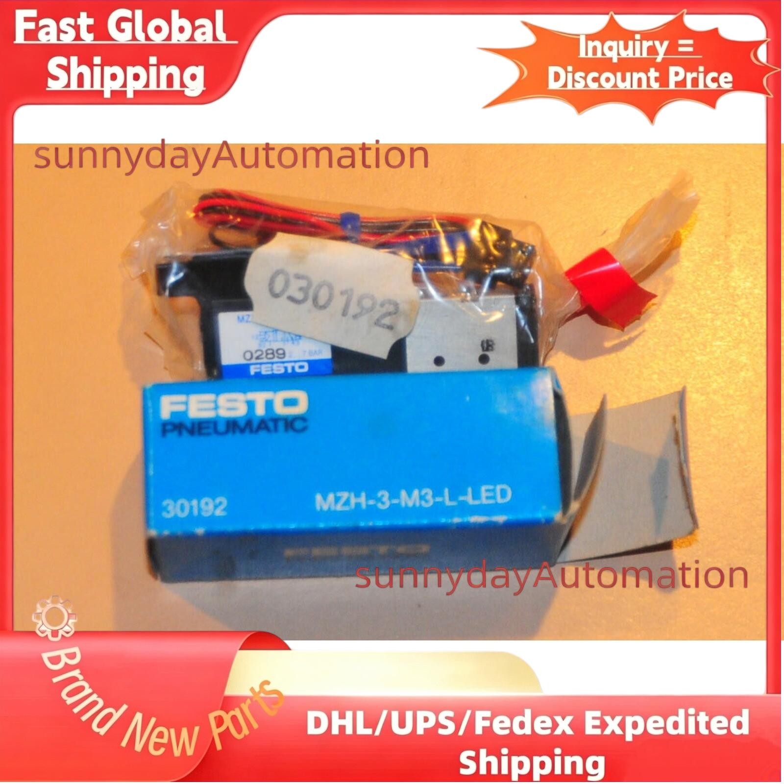 US FREE TAX New Festo MZH-3-M3-L-LED, 30192 Pneumatic Valve 30192 MZH-3-M3-L-LED