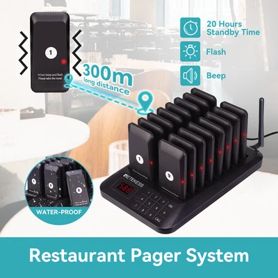 Retekess TD157 Restaurant Pager System,Pager For Restaurant 16 Pagers For Cafe