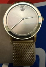 Movado Men's Watch 3600560 Bold Gold Dial Swiss Quartz Steel Mesh Band 40mm