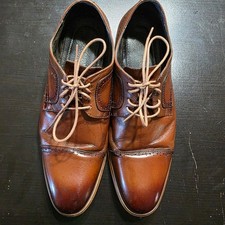 Stacy Adams Mens Brown Leather Cap Toe Oxford Brogue Dress Shoes Size 10.5M