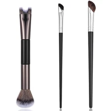 Grevosea 3 Pcs Contour Brushes for Makeup, 2 in 1 Dual-End Nose Contour Brush An