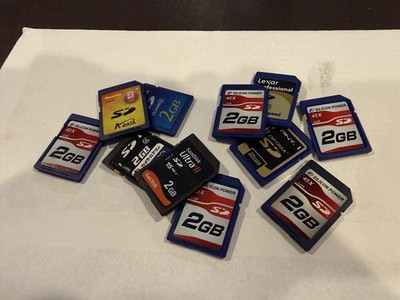 11 untested,  SanDisk, Lexar, Silicon Power & PNY High Speed 2GB SD Cards Lot