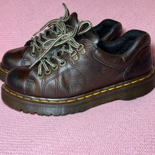 Vintage 90s Dr Martens Made in England Brown Leather Chunky Platforms Womens 6