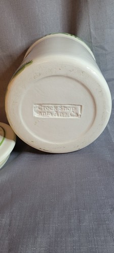 Palm Trees CANISTER JAR & LID W/RUBBER SEAL CROCK SHOP SANTA ANA CA 8" - Picture 10 of 13