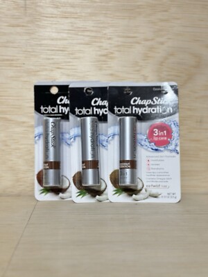 Lot 3-Chapstick Total Hydration 3-In-1 Lip Care Coconut Hydration