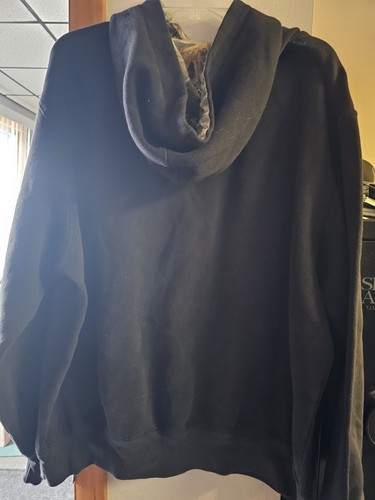 Large Men’s RealTree Black And Camo Logo Pull Over Fleece Hoodie NWT - Picture 2 of 3