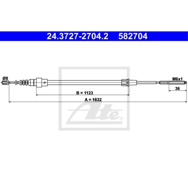 ATE Handbremsseil Bremsseil Hinten Passend FüR Seat Ibiza II 6K1 Cordoba 6K2-image