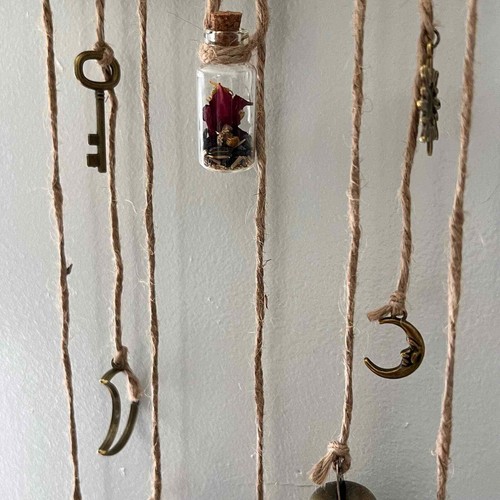 Handmade Pagan Protection Door Wreath Witchcraft Spell Jar Bells Ritual Pentacle - Picture 5 of 11