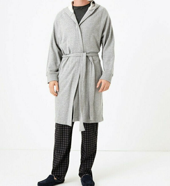 Ex Famous Store Mens Hooded Dressing Gown Navy Grey Sizes 22XL NSP £29