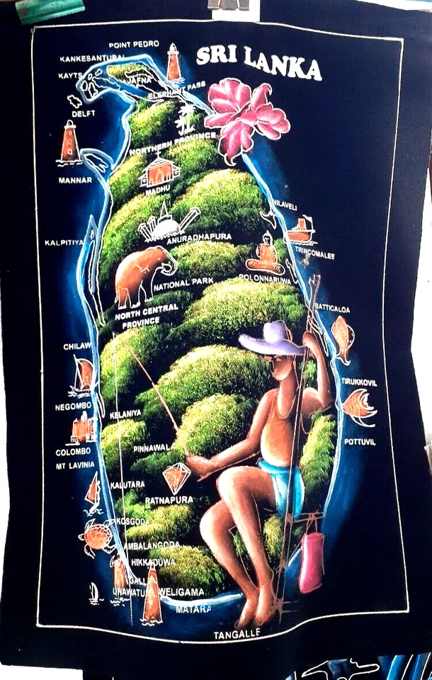NUEVO Mejor Calidad Colgante de Pared Mapa de Sri Lanka Lugares Turísticos Arte Único Foto 2 de 4