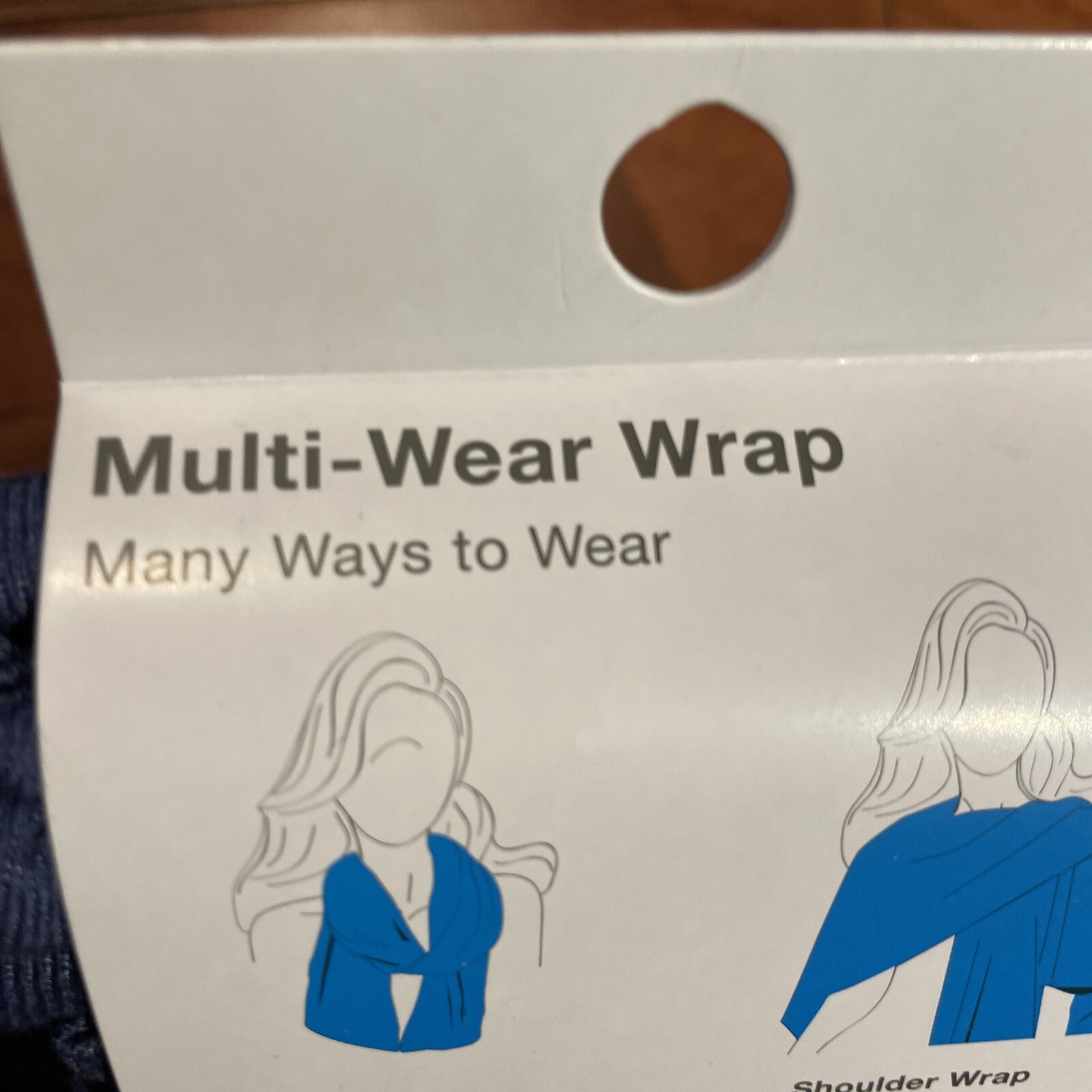 NWT Womens Blue Time And Tru Multi Wear Shawl Wrap Scarf Sweater One Size