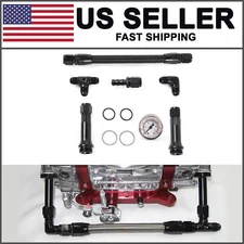 6AN Braided Dual Feed Carb Fuel Line Double Pump for 4150 Holley Carburetor