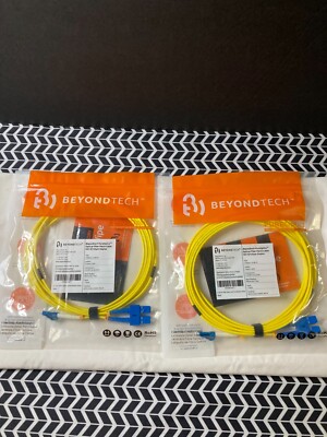 Beyondtech pureoptics optical fiber patch cable OSI 9/125um duplex 3m lot of 2