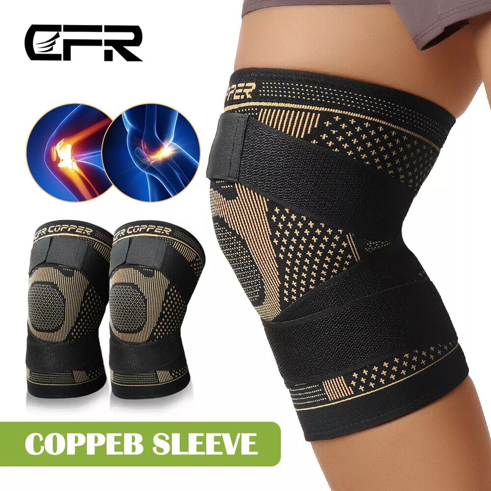 Copper Knee Sleeve Compression Brace Support Sport Joint Pain Relief