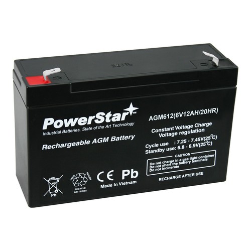 PowerStar 6 Pack - AGM6V12 6V 12AH F2 Rechargeable Battery - Picture 2 of 8