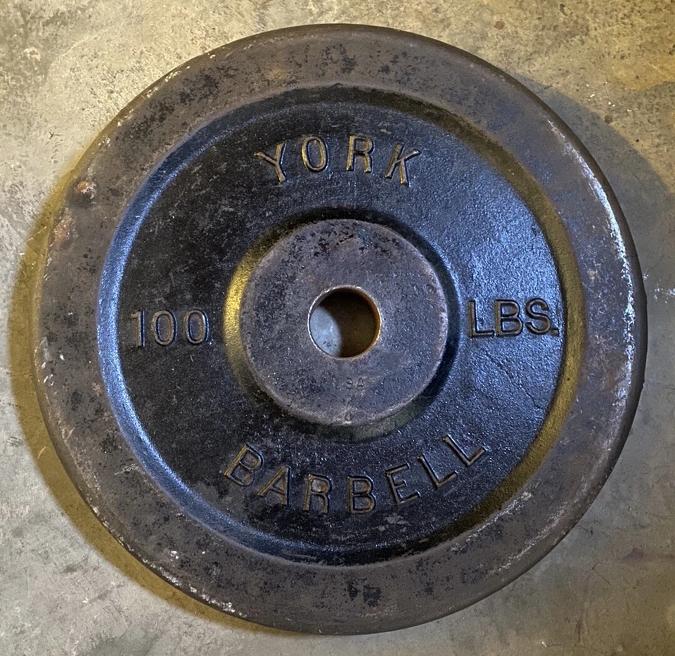 1 ПЛАСТИНА - ЧИТАЙТЕ НИЖЕ York штанга 100 фунтов 2 «олимпийский вес пластина винтажный США (#2) - Изображение 2 из 2