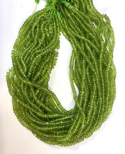 13.5" Strand of 4mm Faceted Natural Peridot Gemstone Rondelle Beads