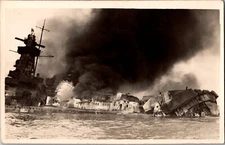Mint 1939 Germany Navy Military PPC Postcard Graf Spee Battle Cruiser Burning