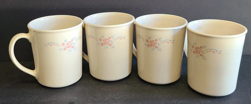 Corelle English Breakfast Pink Rose Flowers Set Of 4 8 Oz Tea Coffee Mug Cup