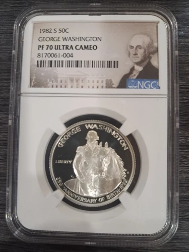 1982 S PROOF SILVER WASHINGTON COMMEMORATIVE HALF DOLLAR NGC PF70 ULTRA CAMEO 