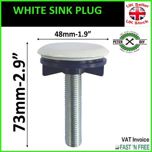 WHITE PLUG Kitchen Sink Tap Hole Blanking Metal Plate Stopper Cover
